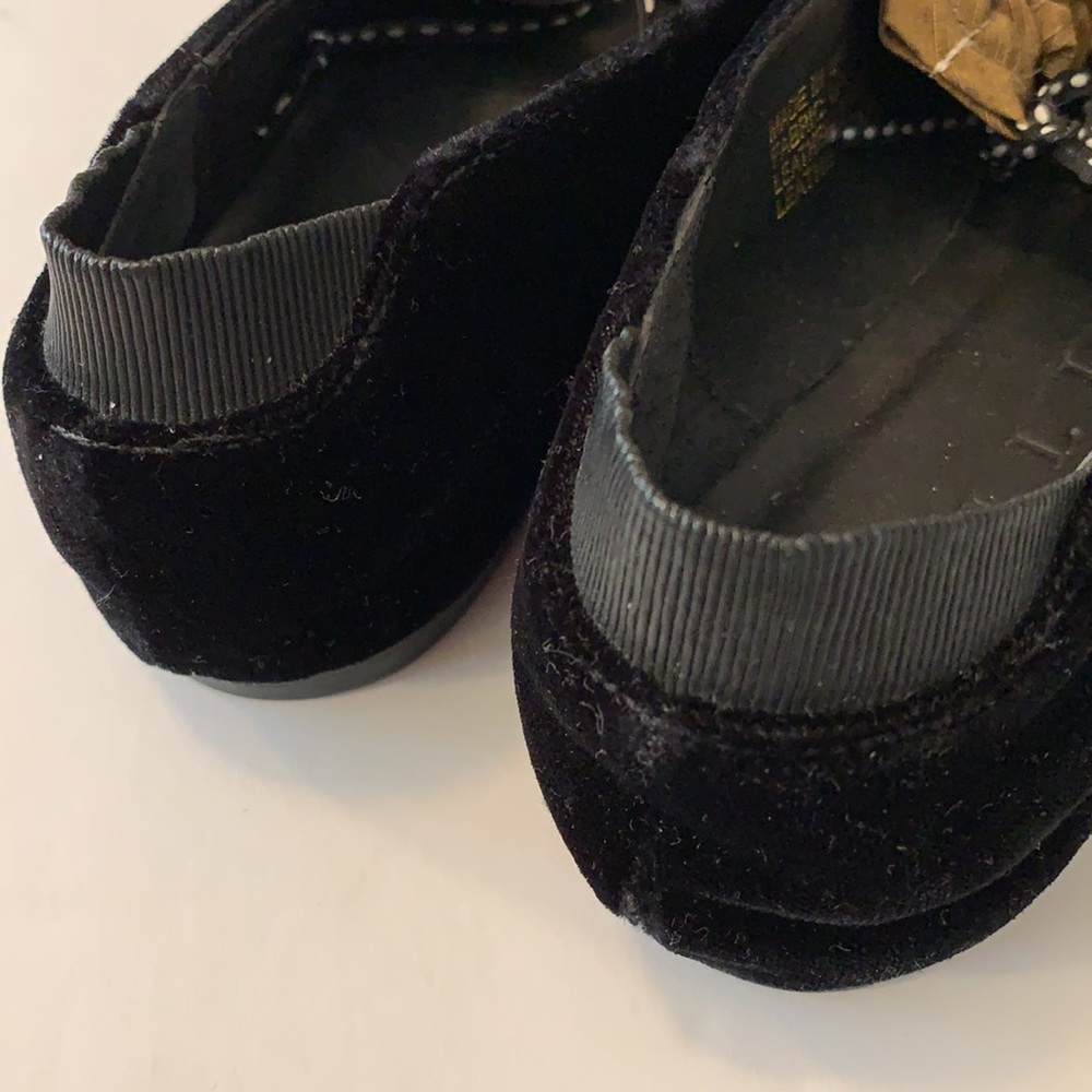 J JILL BLACK VELVET FLATS SZ 7 1/2 B FABRIC UPPER LEATHER LINING AND SOLES - Picture 3 of 8